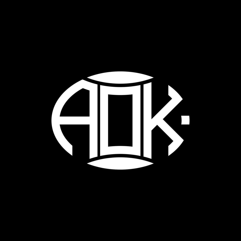 aok abstraktes Monogramm-Kreis-Logo-Design auf schwarzem Hintergrund. aok einzigartiges kreatives Initialen-Buchstabenlogo. vektor