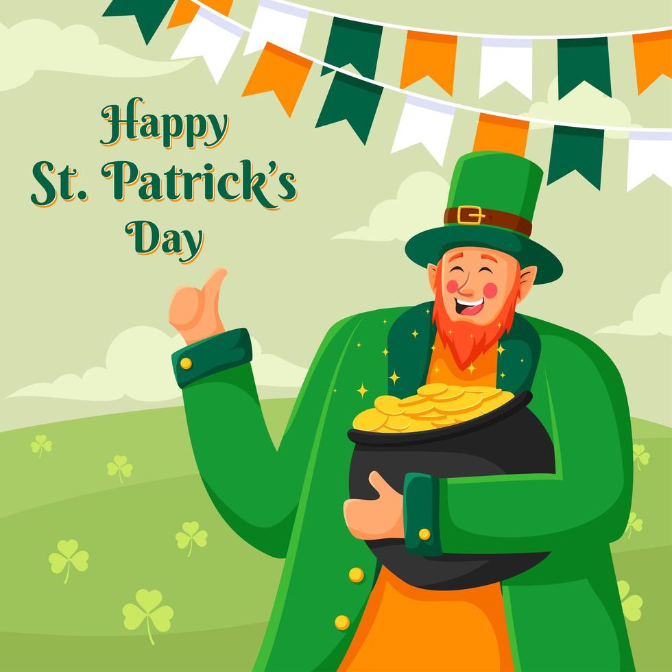 leprechaun firar saint patrick's day vektor