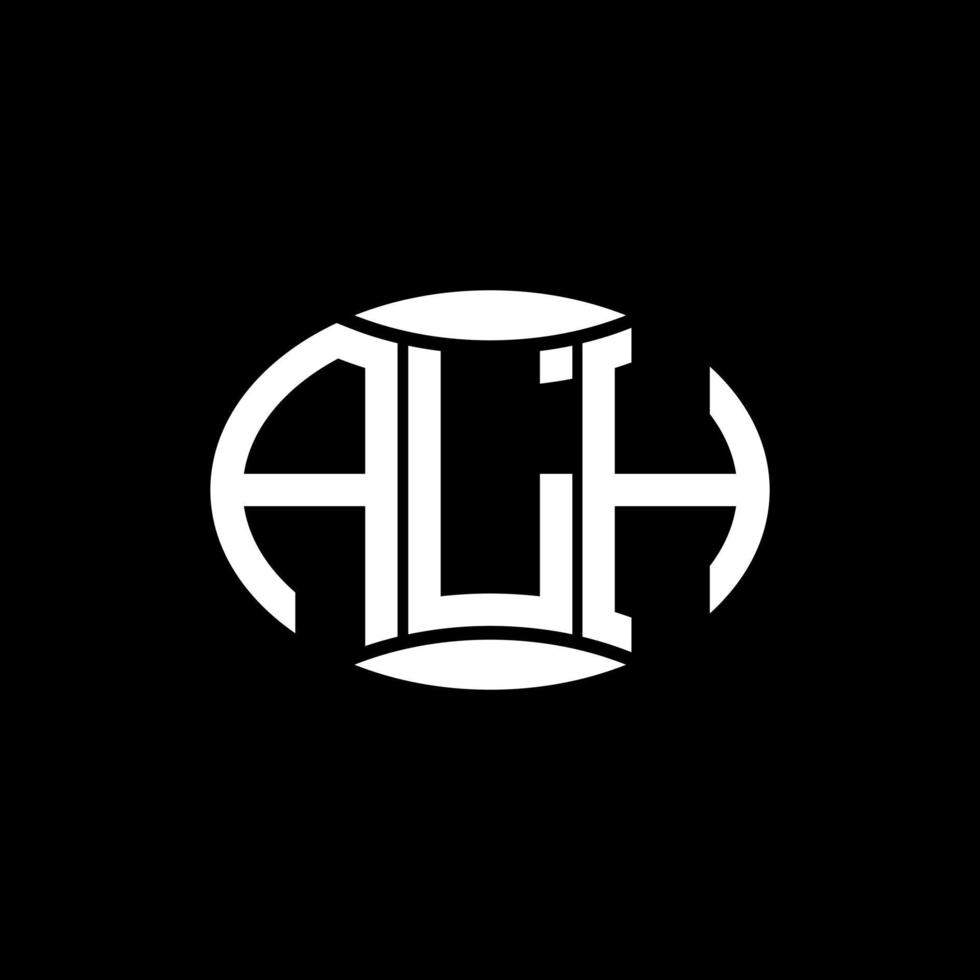 alh abstraktes Monogramm-Kreis-Logo-Design auf schwarzem Hintergrund. alh einzigartiges kreatives Initialen-Buchstabenlogo. vektor