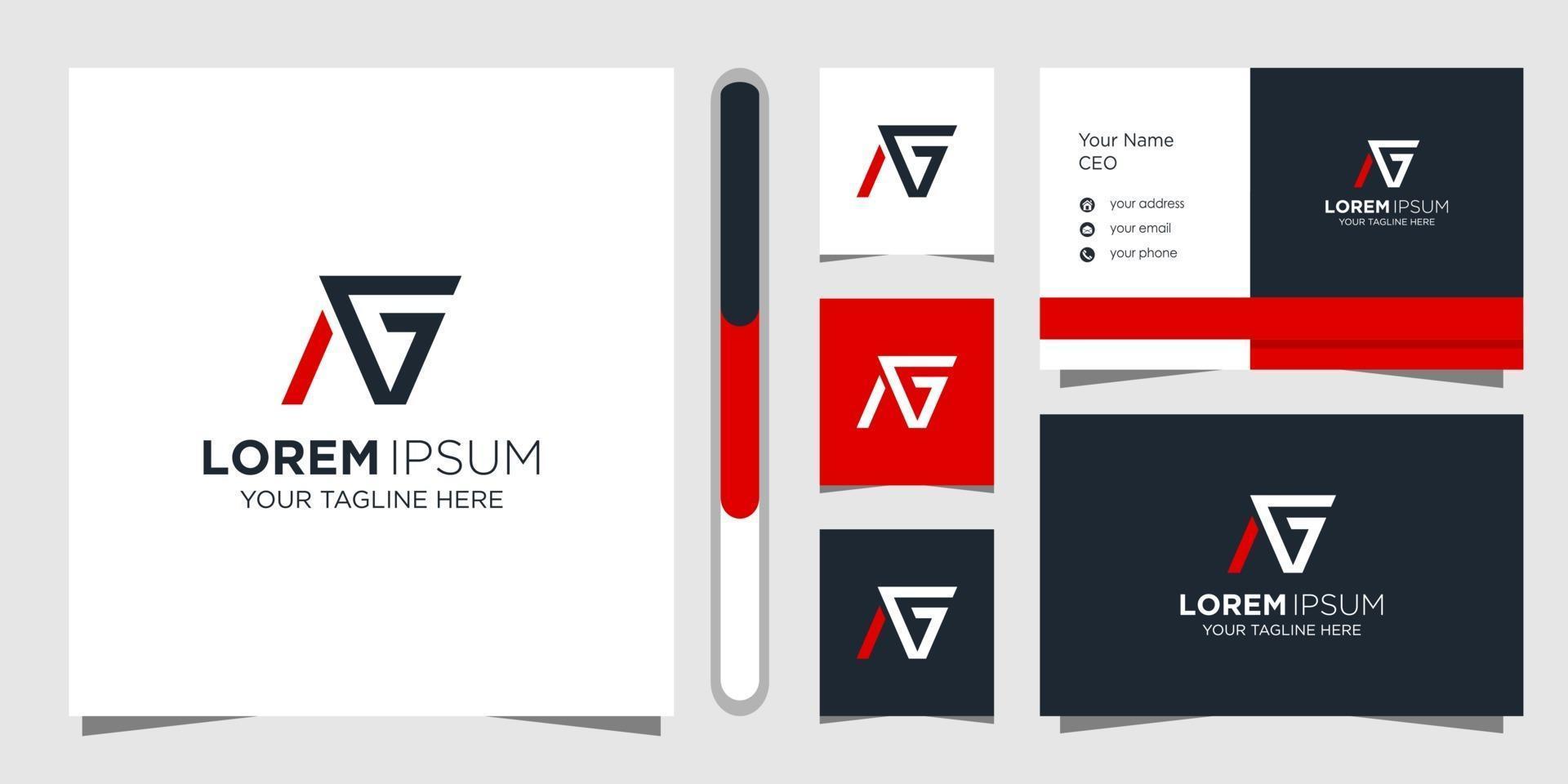 Brief ag Logo Design und Visitenkarte vektor