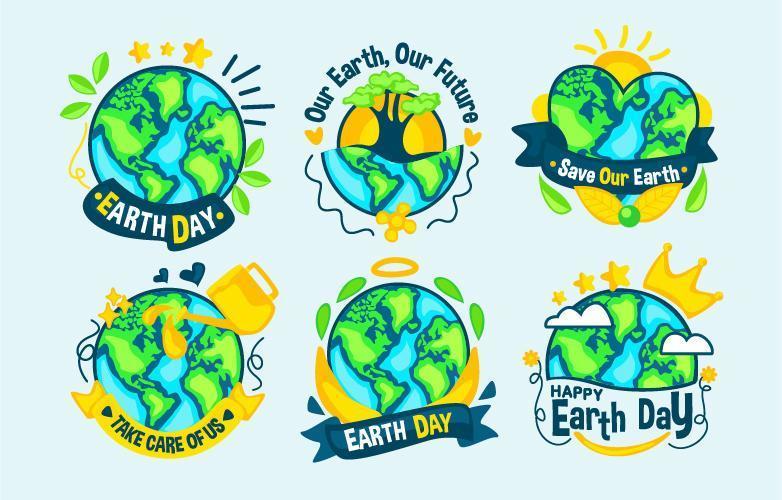 Earth Day Label Kollektion vektor