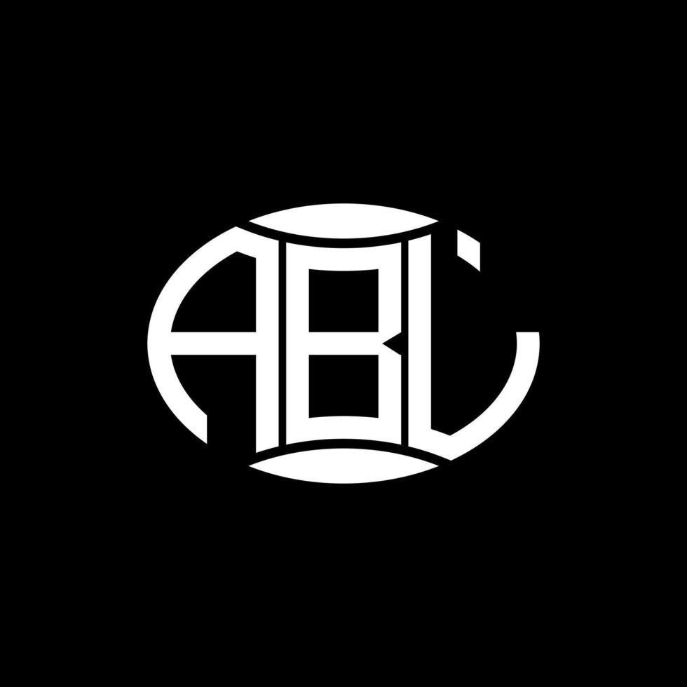 abl abstraktes Monogramm-Kreis-Logo-Design auf schwarzem Hintergrund. abl einzigartiges kreatives Initialen-Buchstabenlogo. vektor