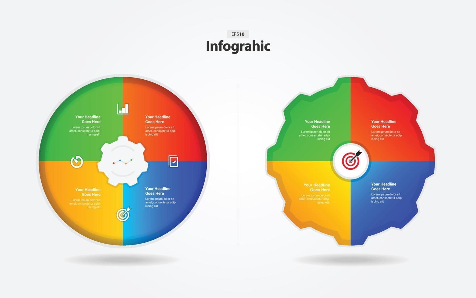 business infographic process mall cirkel och kugge vektor