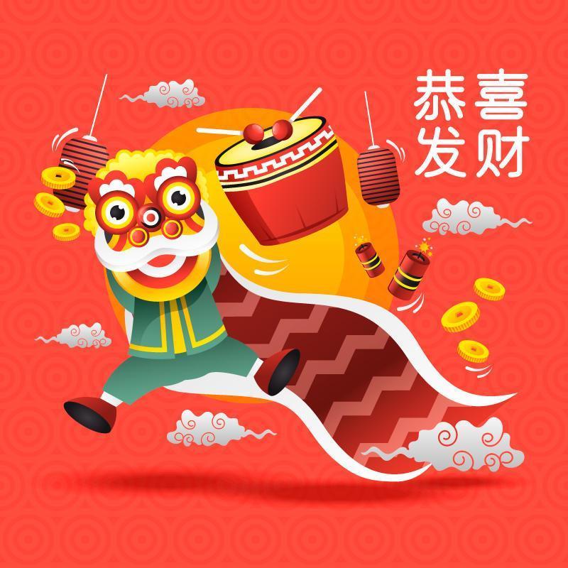 kinesiskt nyår med lejondans vektor