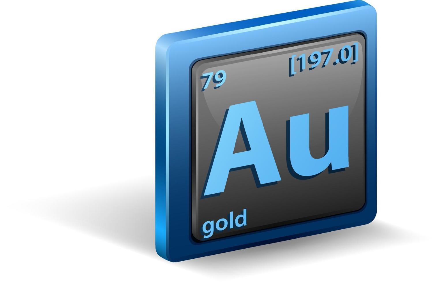 Gold chemisches Element. chemisches Symbol mit Ordnungszahl und Atommasse. vektor