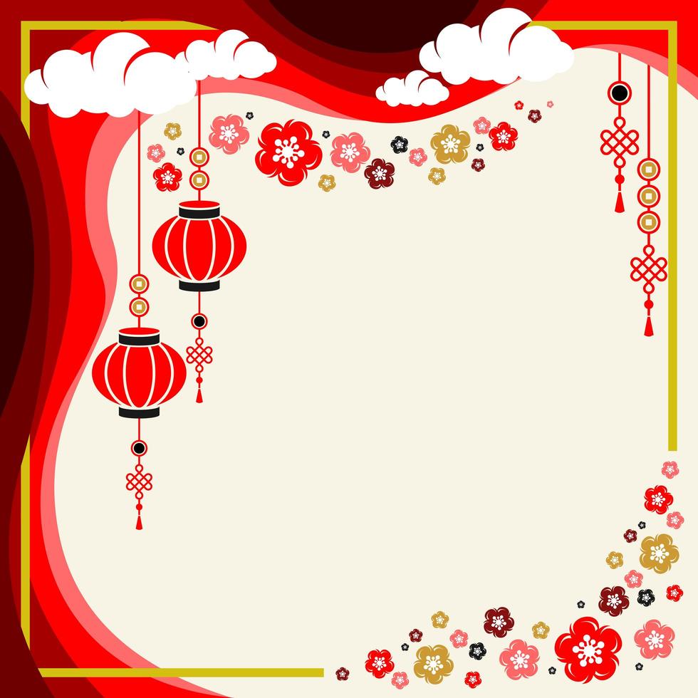 platt bakgrundsdesign med kinesisk prydnad vektor