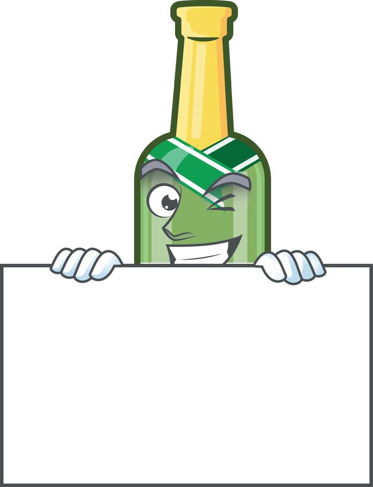 champagne grön flaska tecknad serie vektor