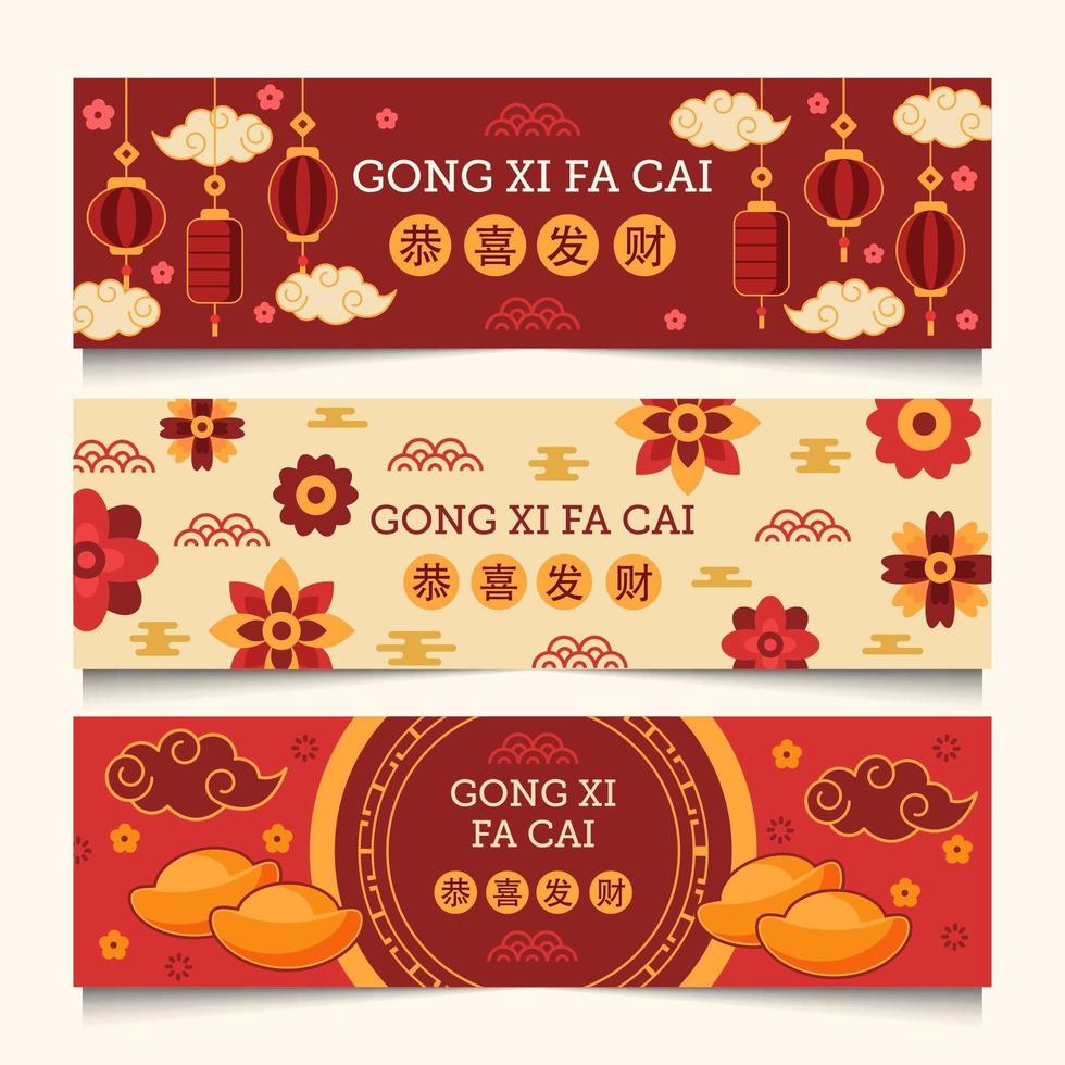 gong xi fa cai banner kinesiskt nyår vektor