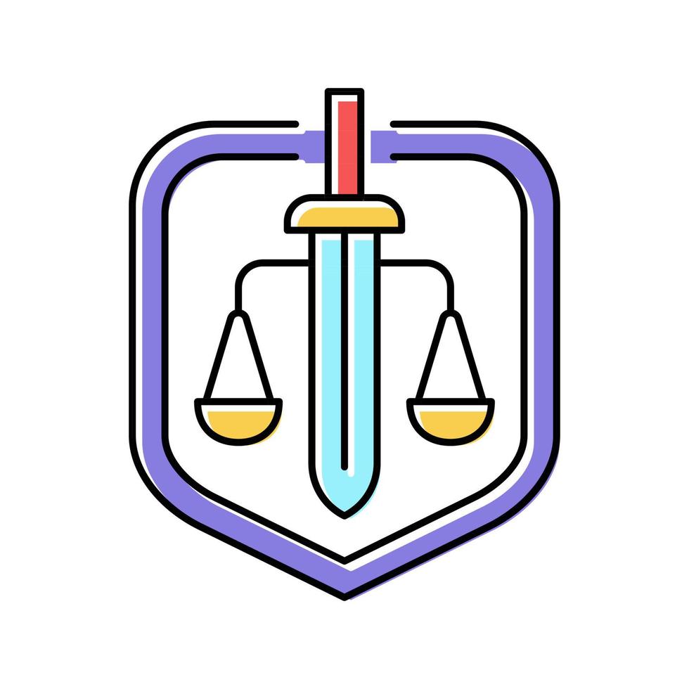 Gerechtigkeit Gesetz Farbe Symbol Vektor Illustration
