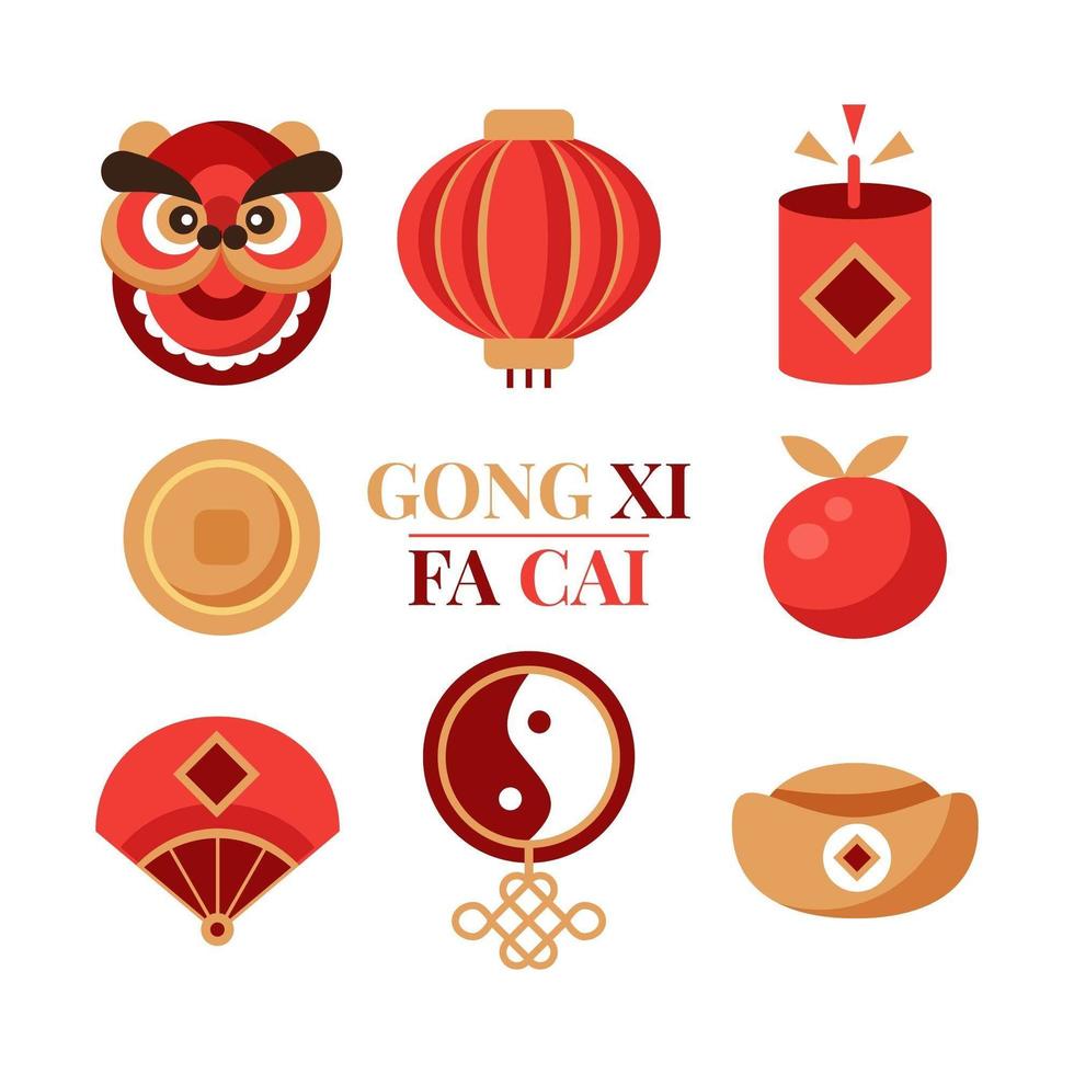 gong xi fa cai ikonen chinesisches neues jahr vektor