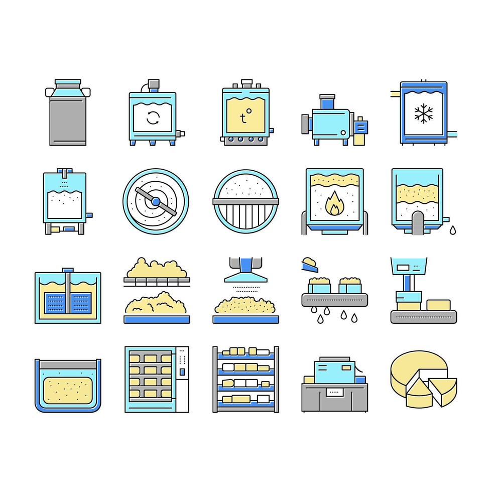 Sammlungsikonen der Käseproduktion stellten Vektor ein