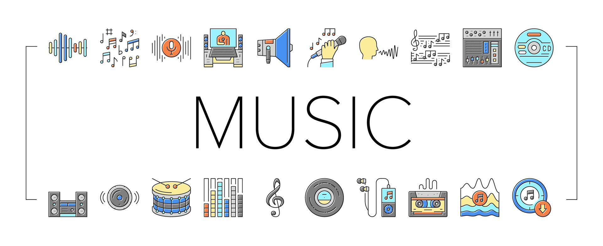 musik skivstudio utrustning ikoner som vektor