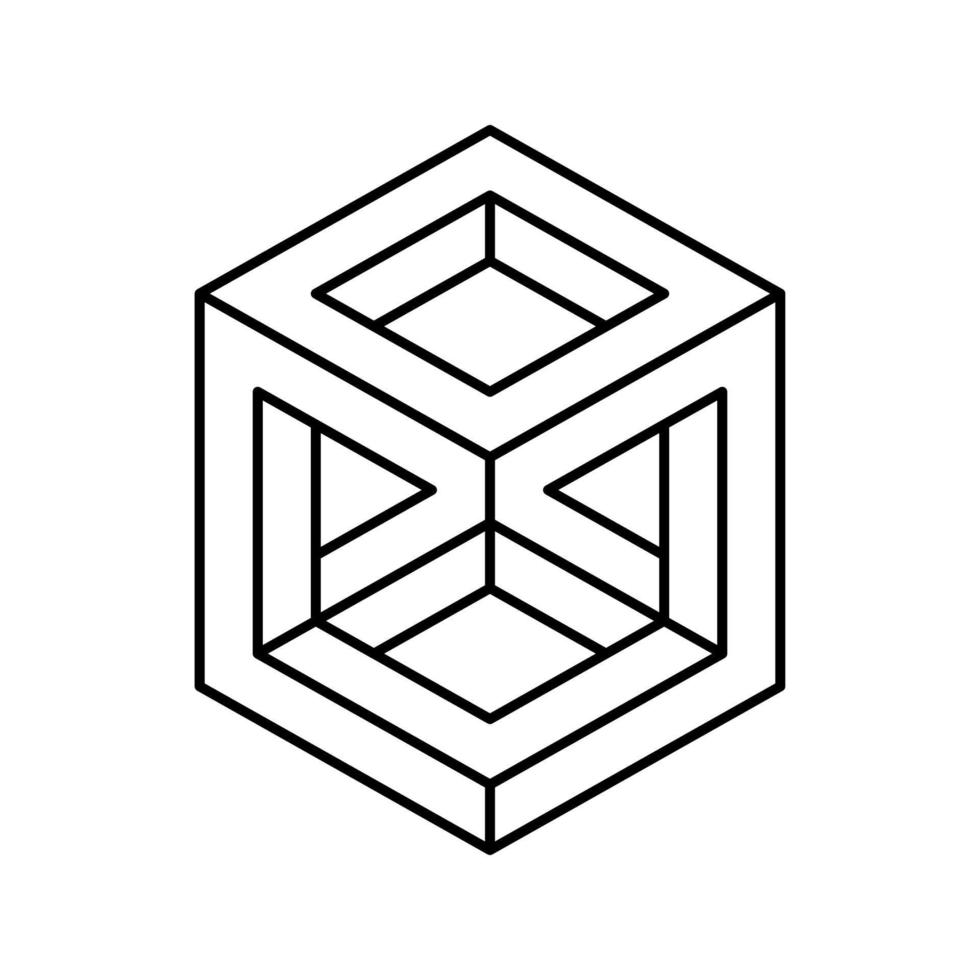 Würfel unmöglich geometrische Form Symbol Leitung Vektor Illustration