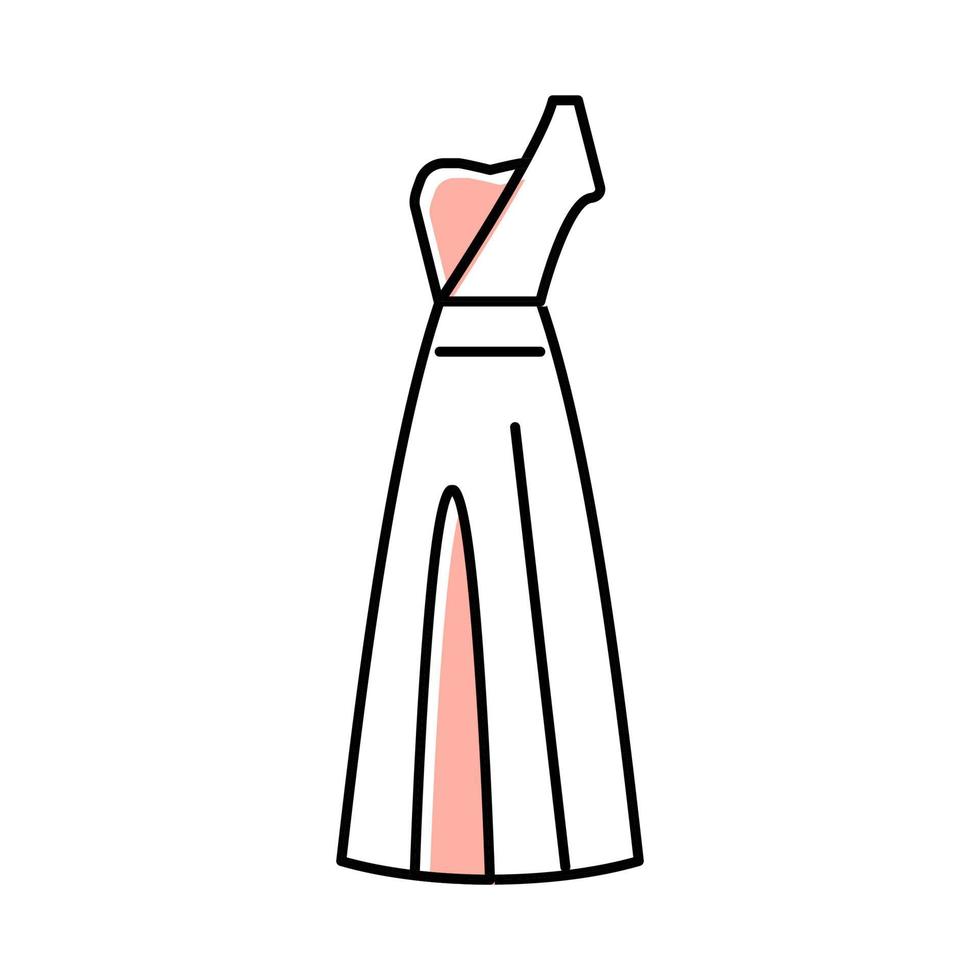 asymmetrisches Hochzeitskleid Farbe Symbol Vektor Illustration