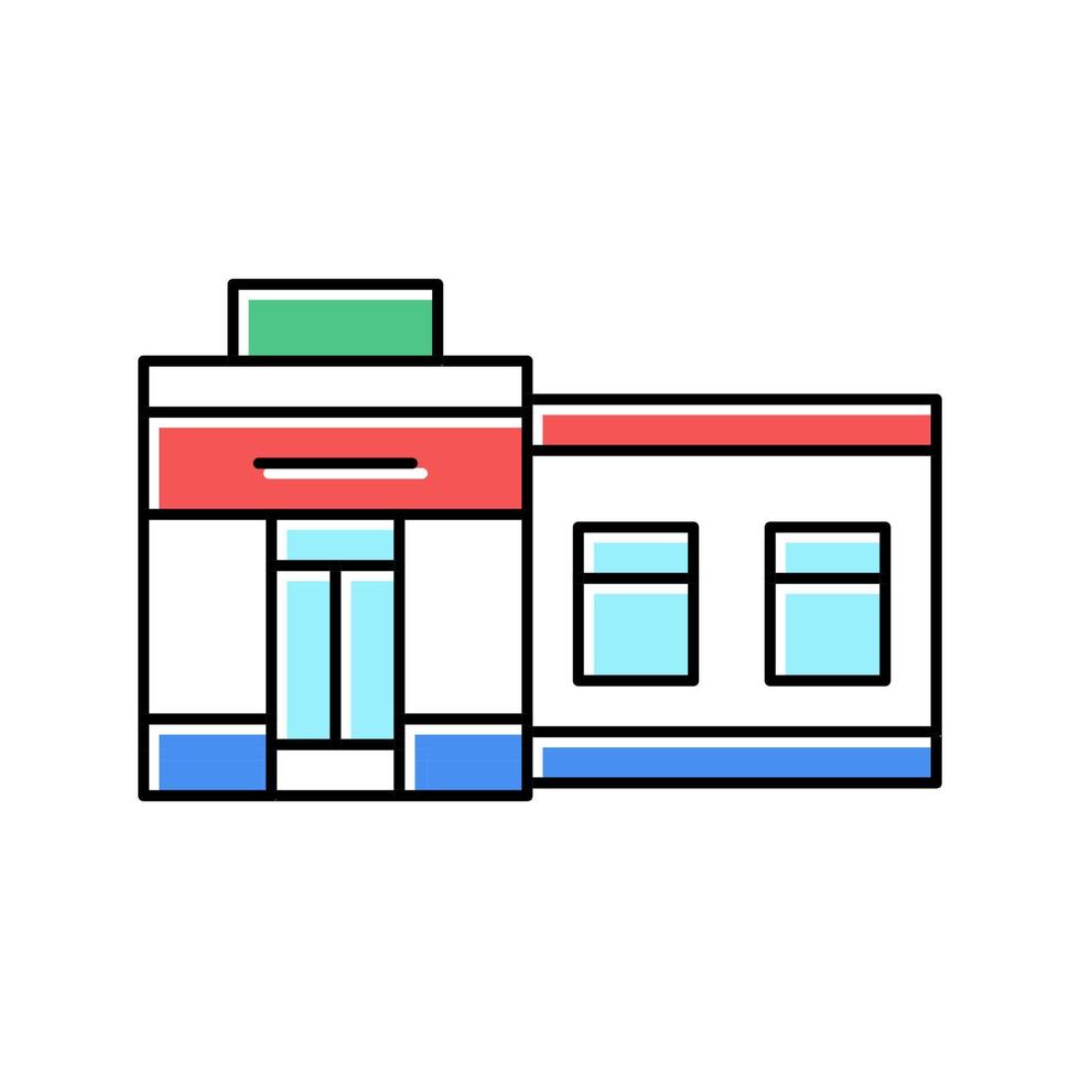 butik byggnad färg ikon vektor illustration