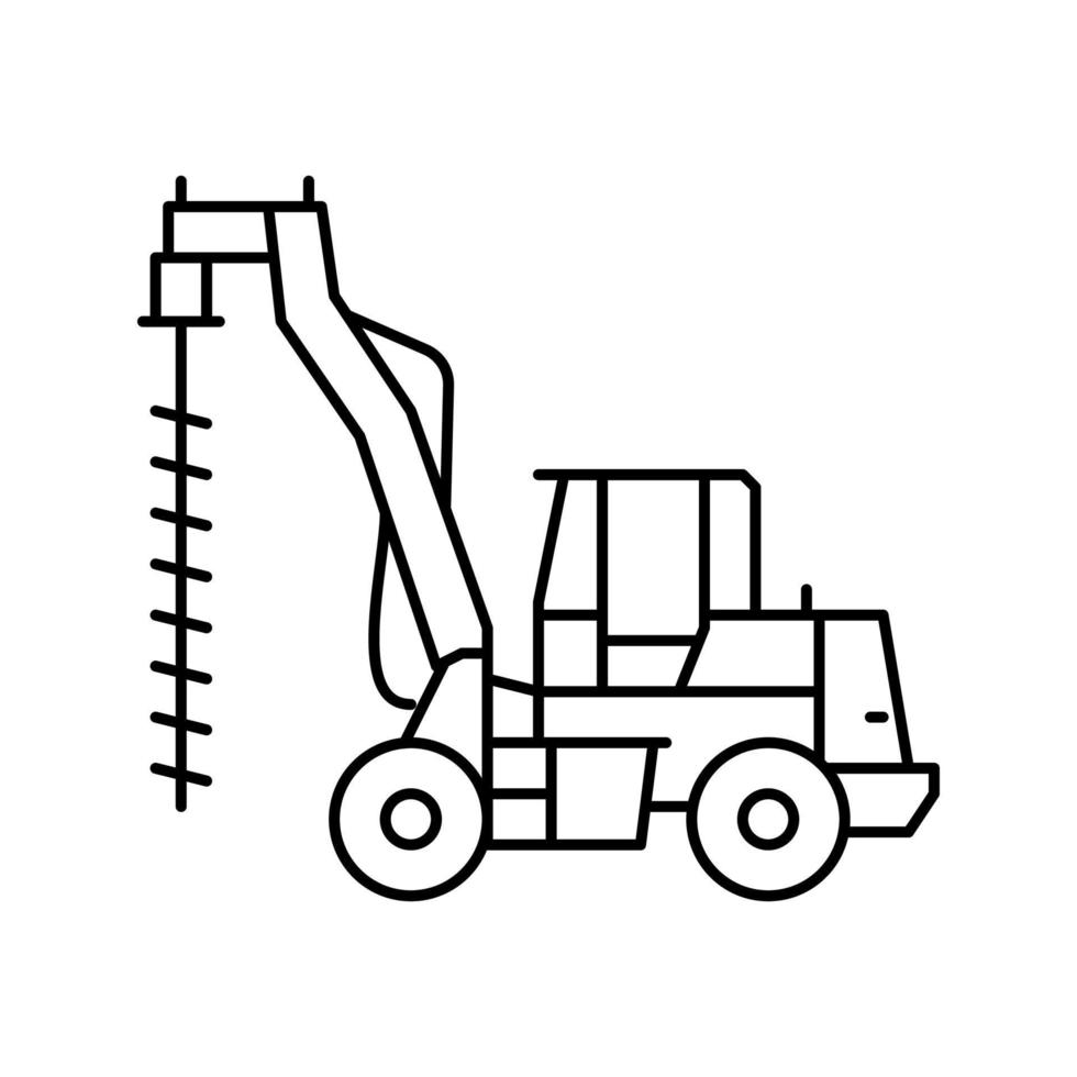 Bagger Bau Auto Fahrzeug Symbol Leitung Vektor Illustration