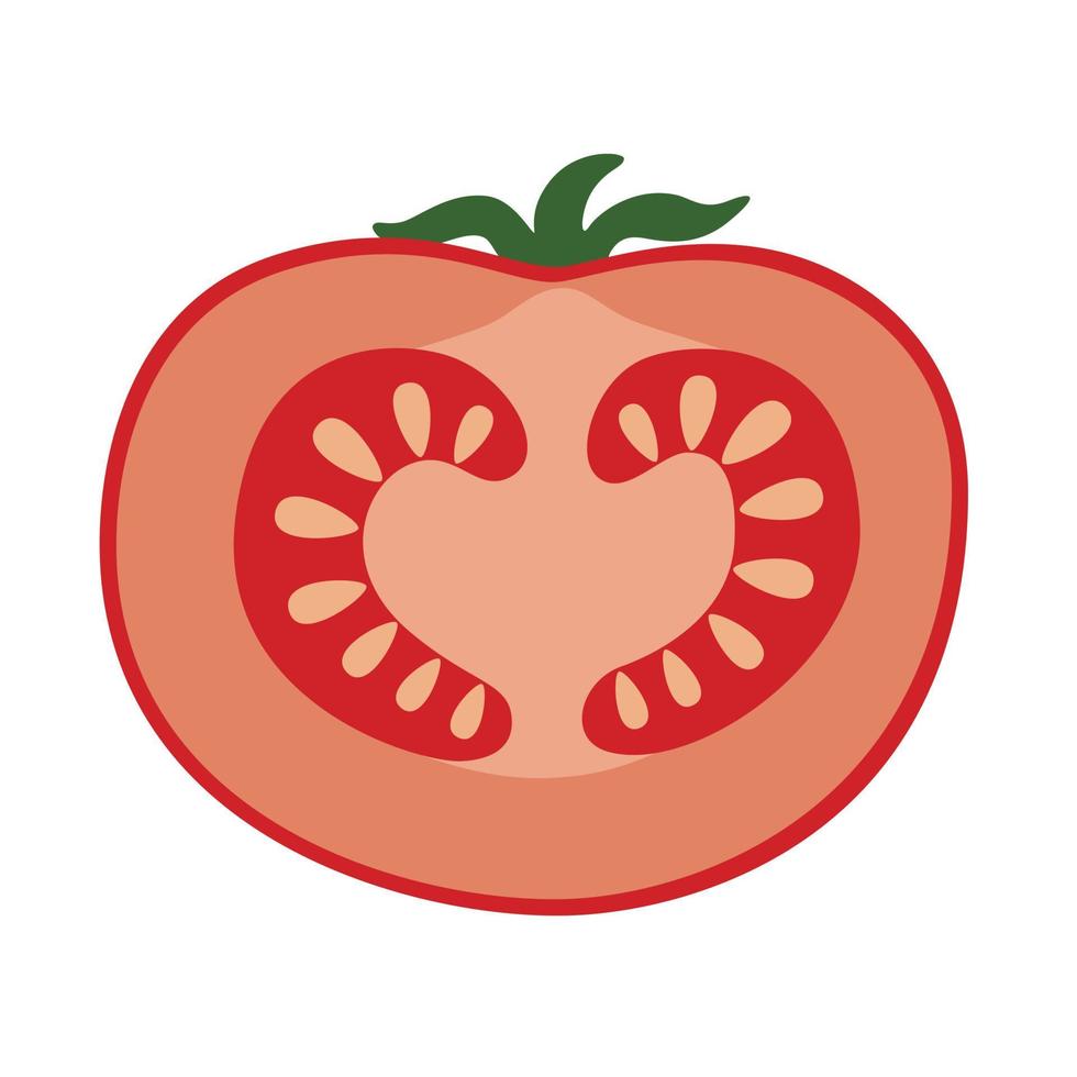 halv en tomat, en skiva av tomat vektor