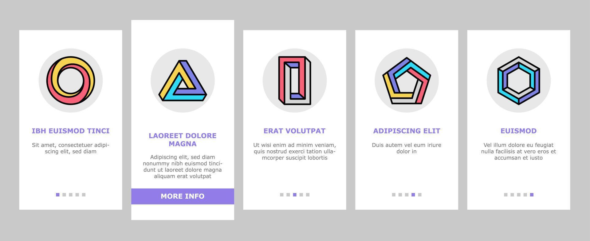 omöjlig geometrisk form onboarding ikoner uppsättning vektor