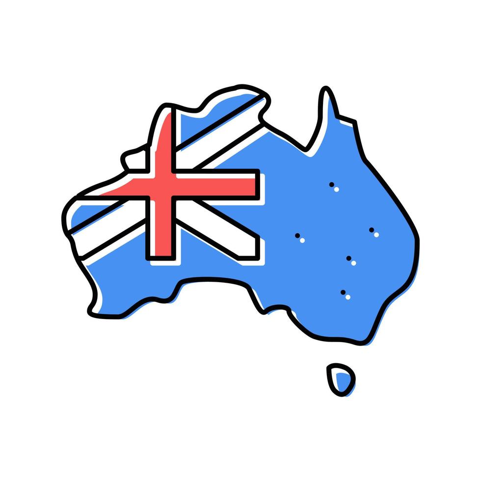 Australien Land Karta flagga Färg ikon vektor illustration