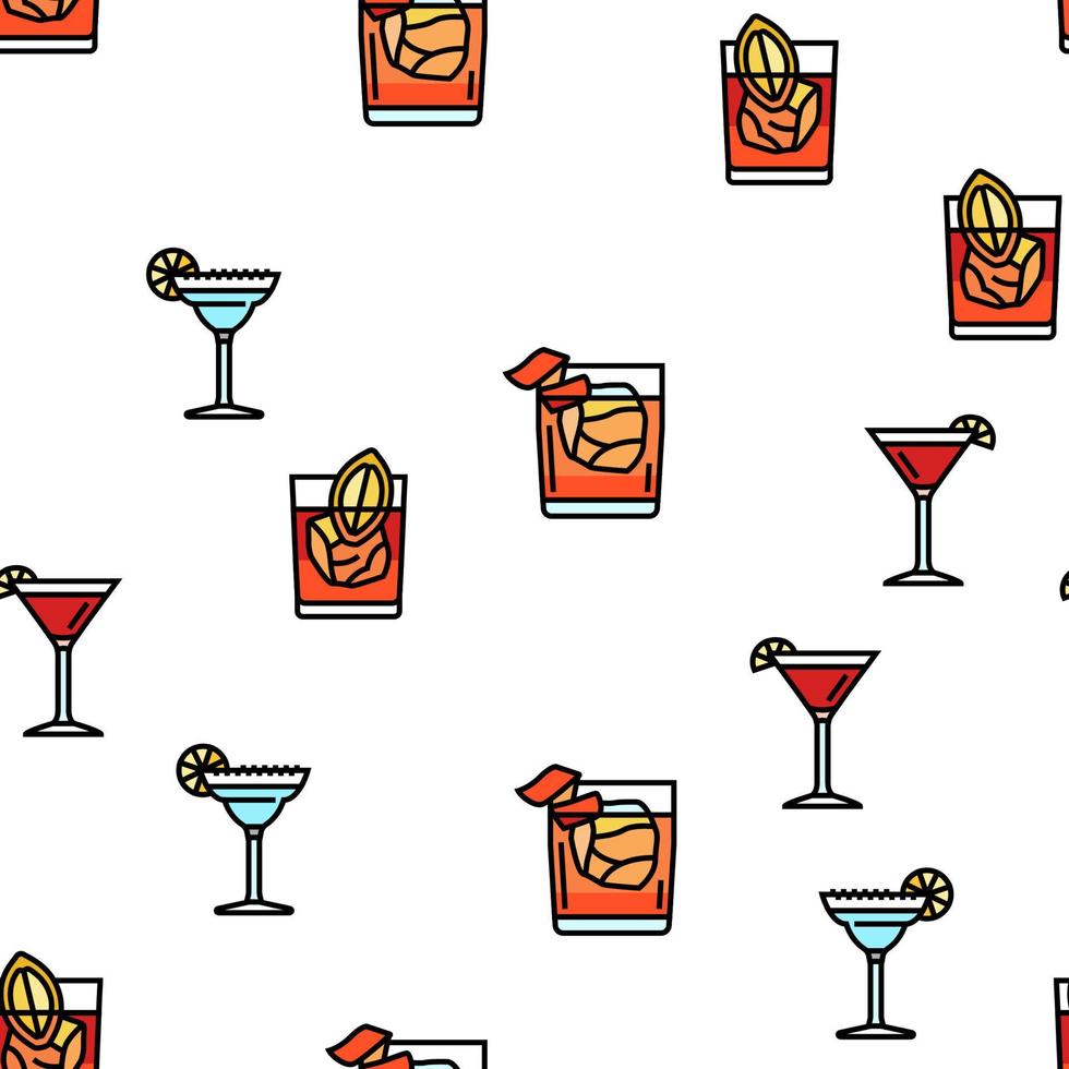 cocktail glas dryck alkohol bar vektor sömlös mönster