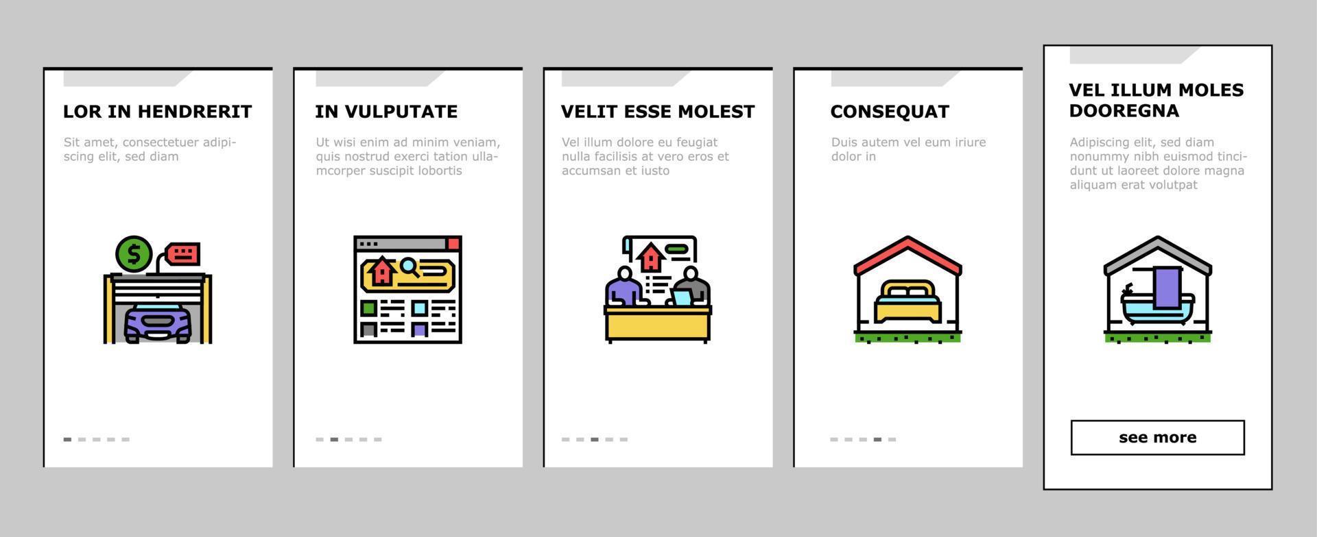 immobilien nach hause real onboarding icons set vector