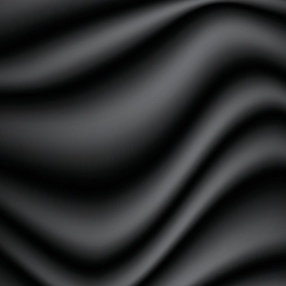 abstrakt bakgrund av svart tyg textur. tapet lyx förbi mjuk kurva av duk och Vinka. illustration bakgrund av svart trasa och satin. vektor