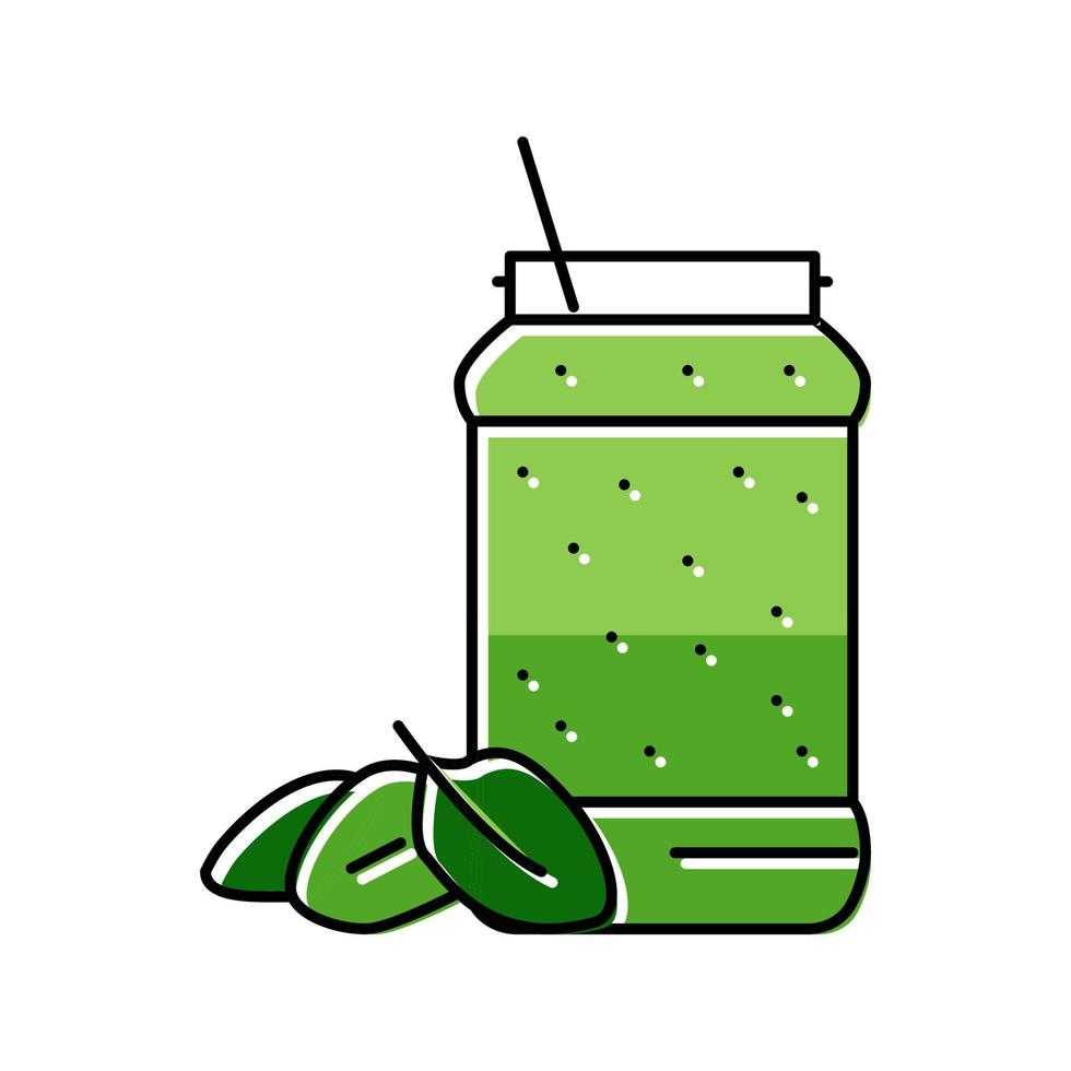 spenat smoothie frukt juice mat Färg ikon vektor illustration