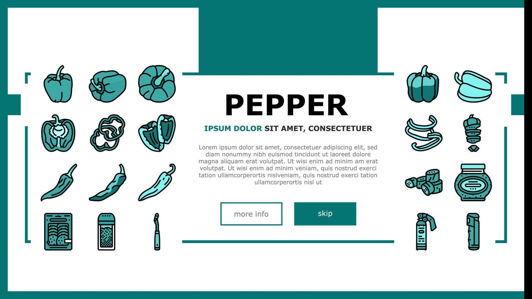 peppar ingrediens mat organisk landning rubrik vektor