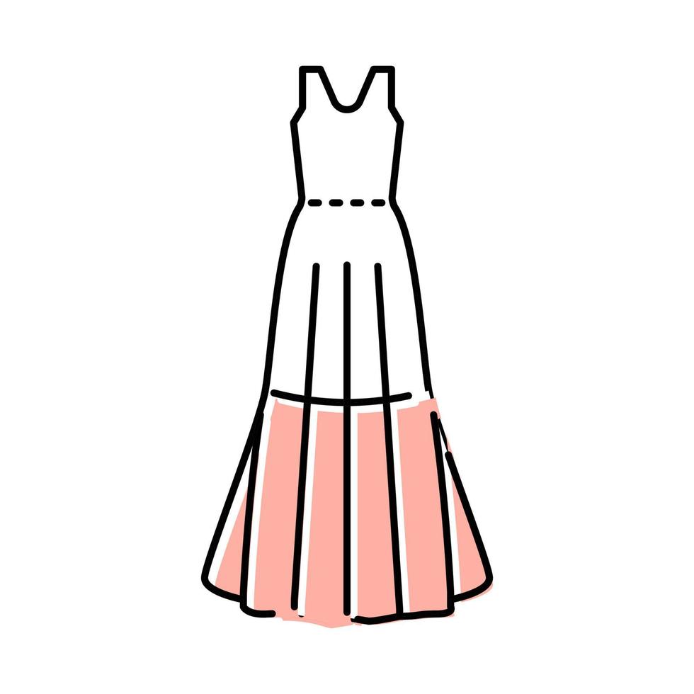en linje bröllop klänning Färg ikon vektor illustration