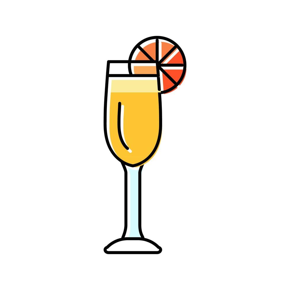 mimosa cocktail glas dryck Färg ikon vektor illustration