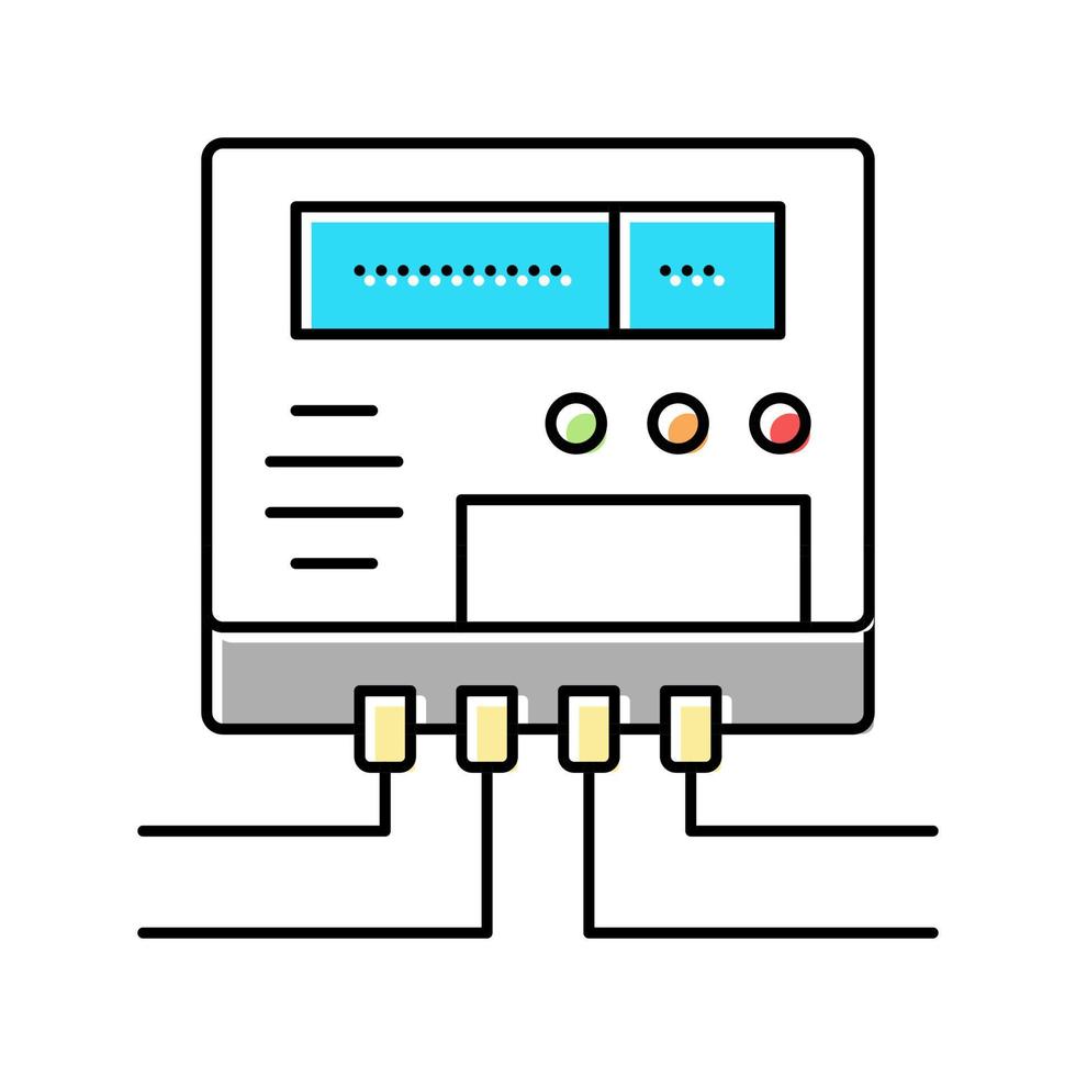 Stromzähler zur Überwachung der energiesparenden Farbsymbol-Vektorillustration vektor