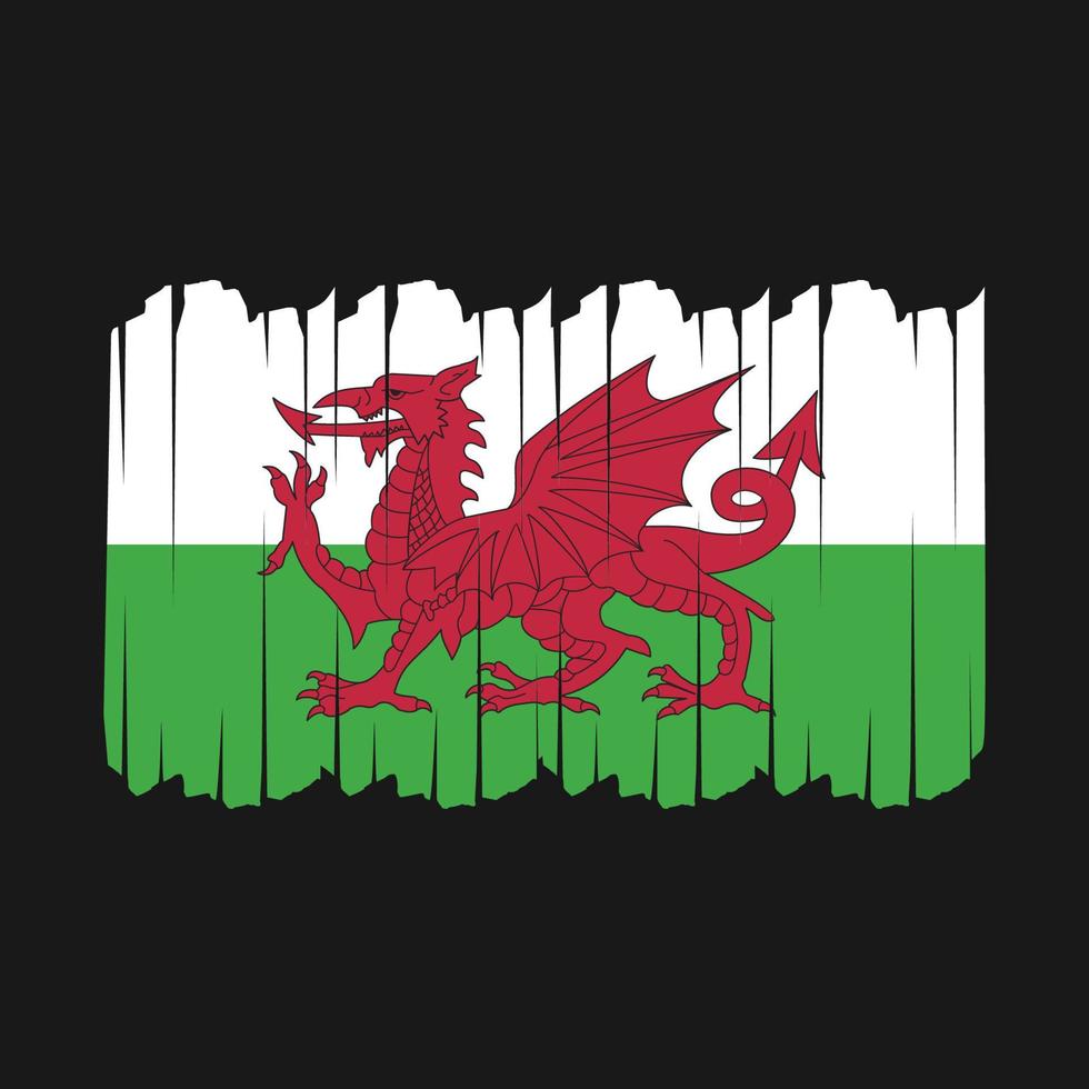 Pinselstriche der Wales-Flagge vektor