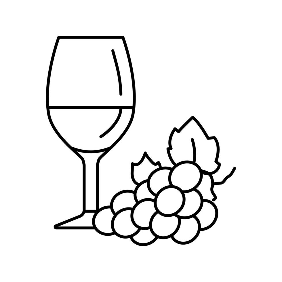 Glas Wein rote Trauben Symbol Leitung Vektor Illustration