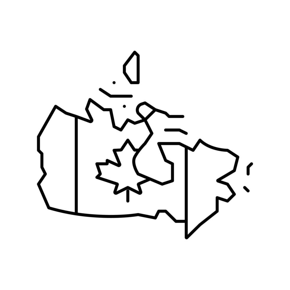 kanada Land Karta flagga linje ikon vektor illustration