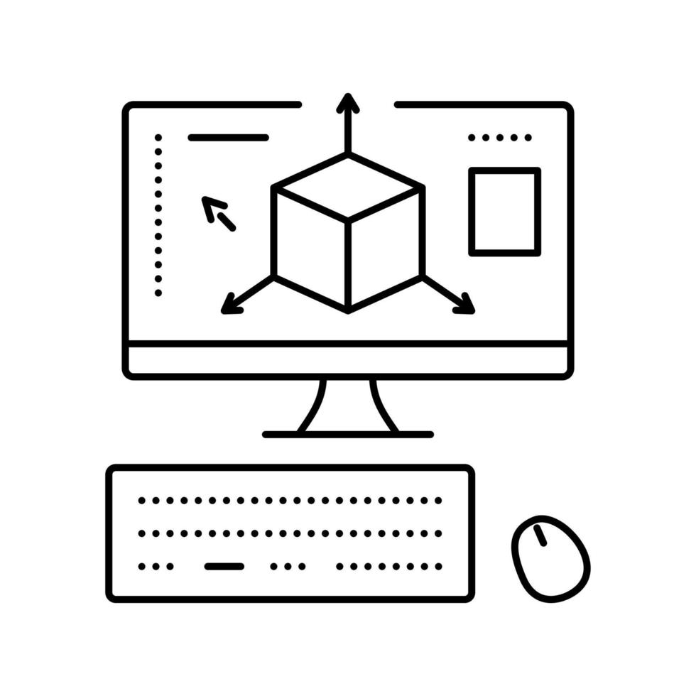 3D-modellering linje ikon vektorillustration vektor