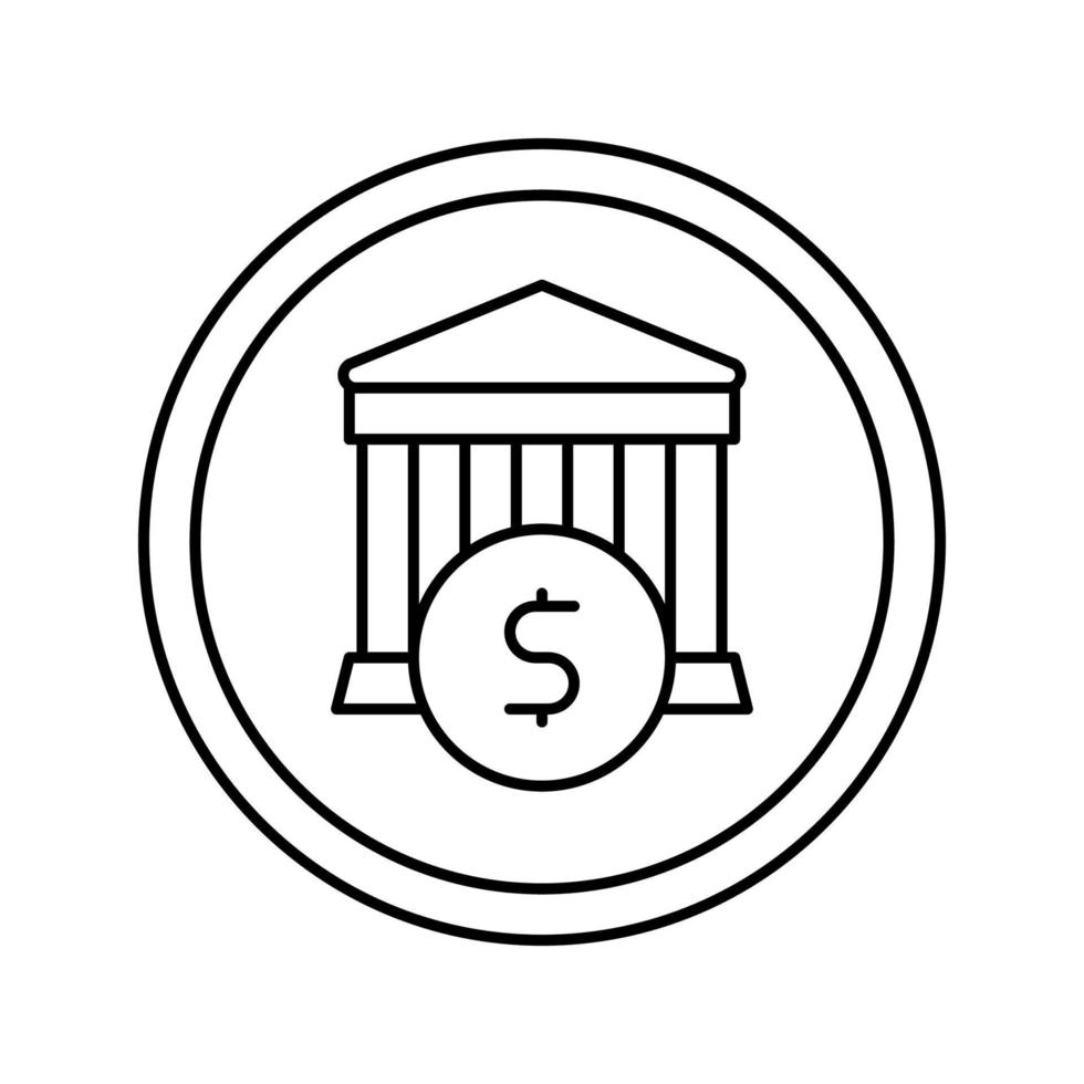 Finanzgebäude Bank Zeichenlinie Symbol Vektor Illustration