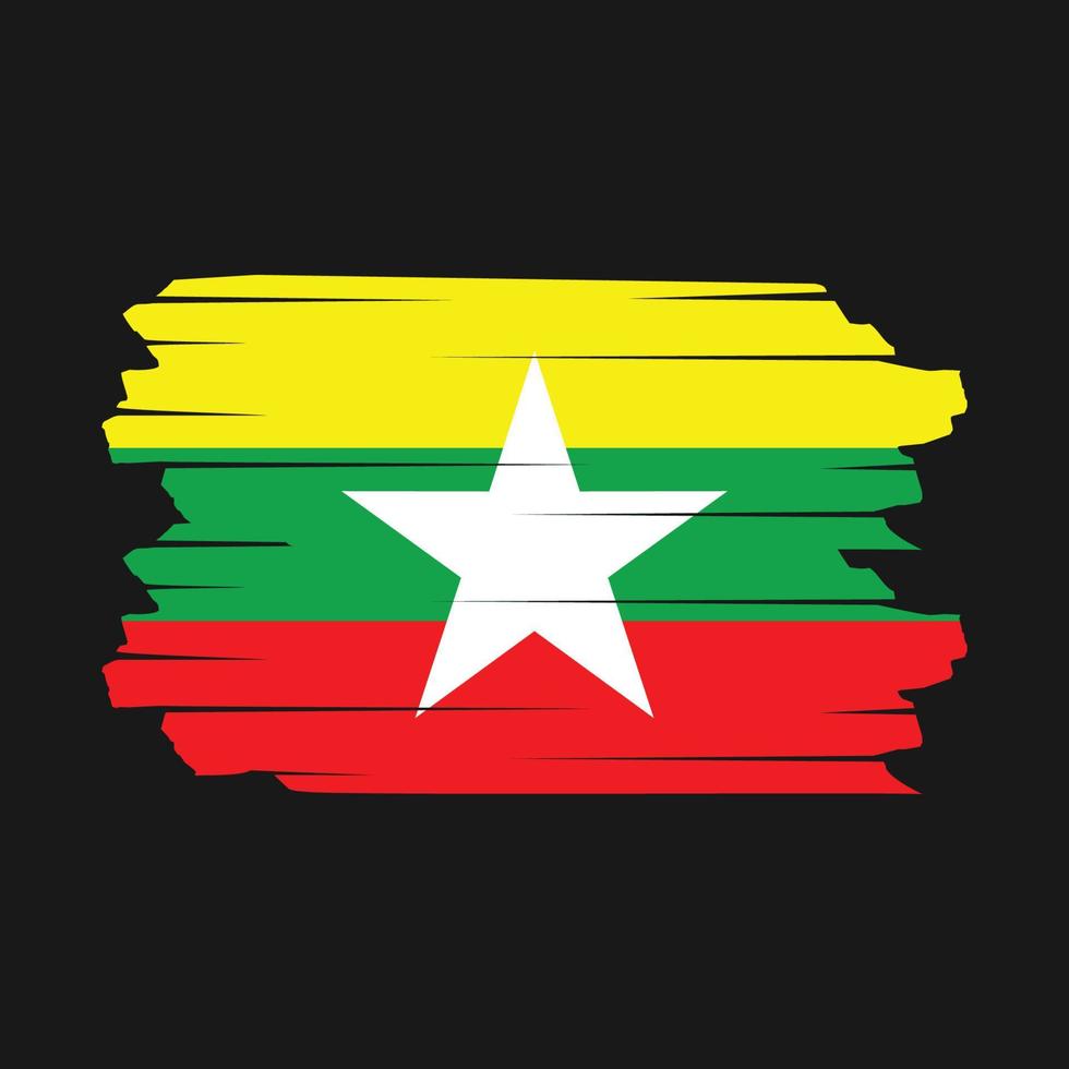 myanmar flagga borsta vektor