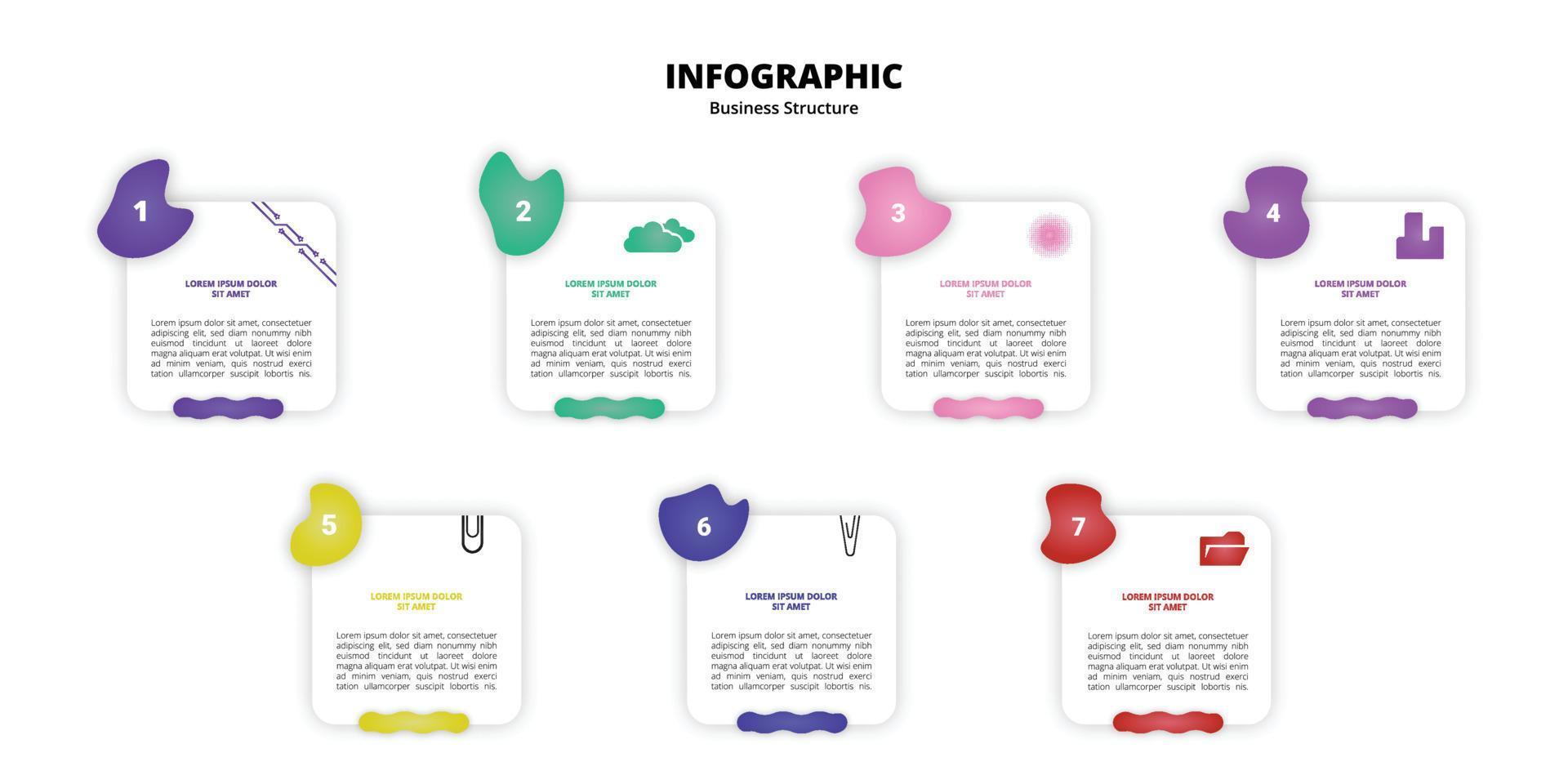 Business-Infografik-Quadratvorlage mit flüssigem Design mit Symbolen und 8 Optionen oder Schritten. vektor