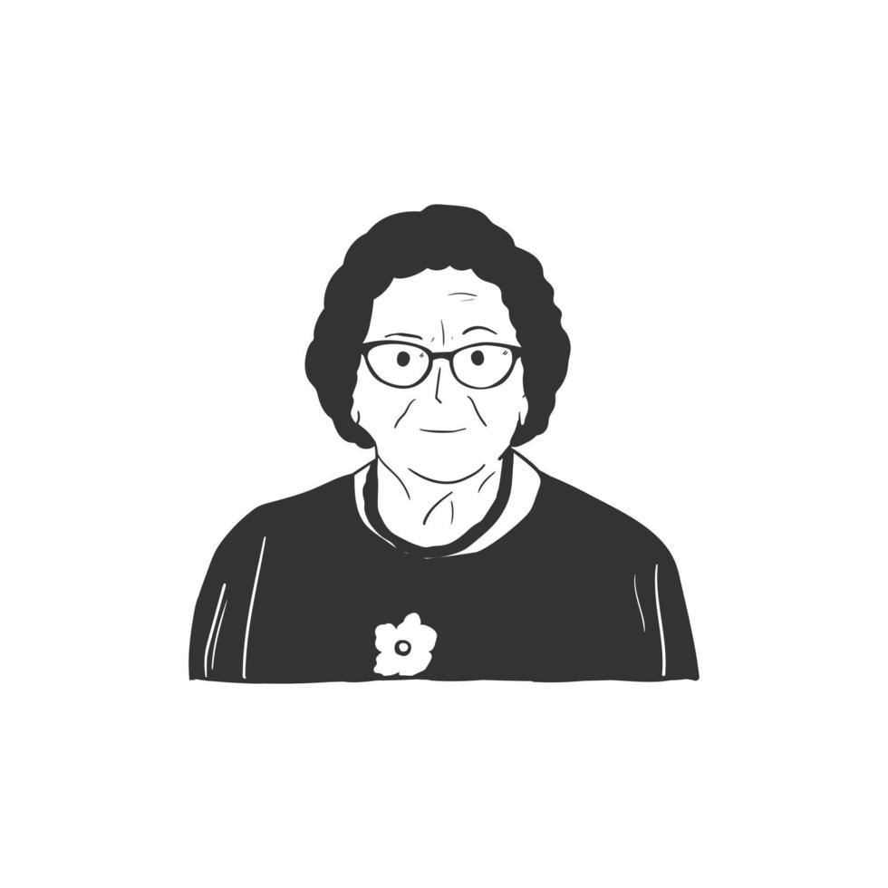 gammal mormor avatar illustration bär glasögon vektor