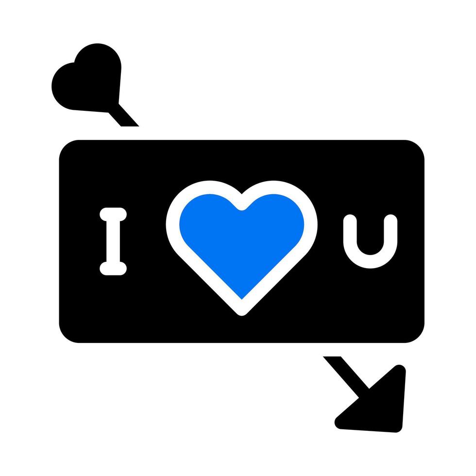Kartensymbol solide blau schwarz Stil Valentinstag Illustration Vektorelement und Symbol perfekt. vektor