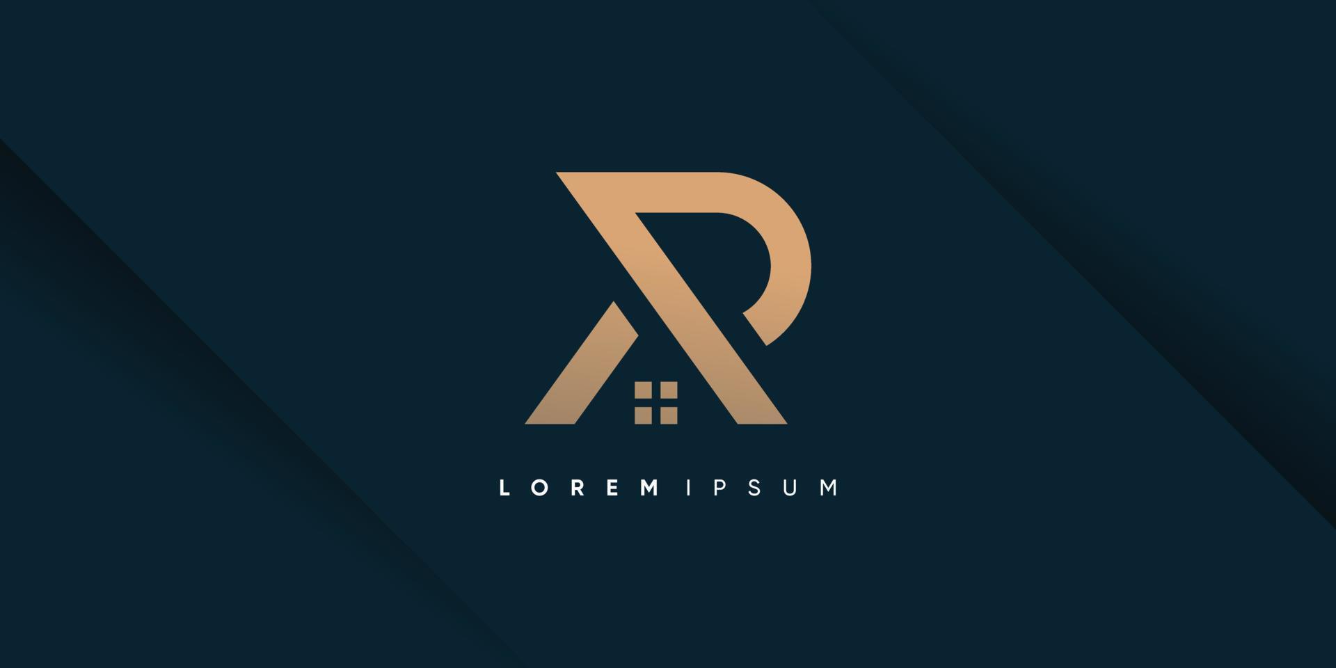 hus logotyp design med brev r begrepp vektor