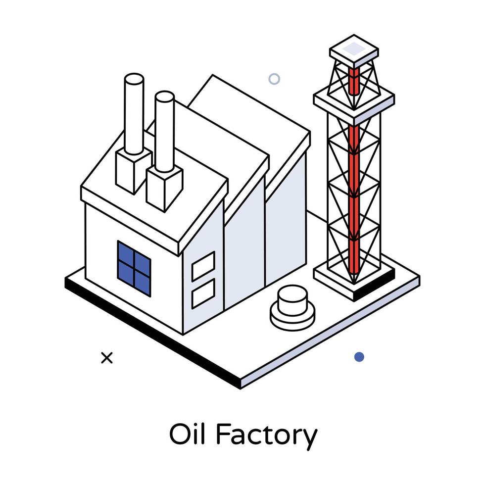 trendig olja fabrik vektor