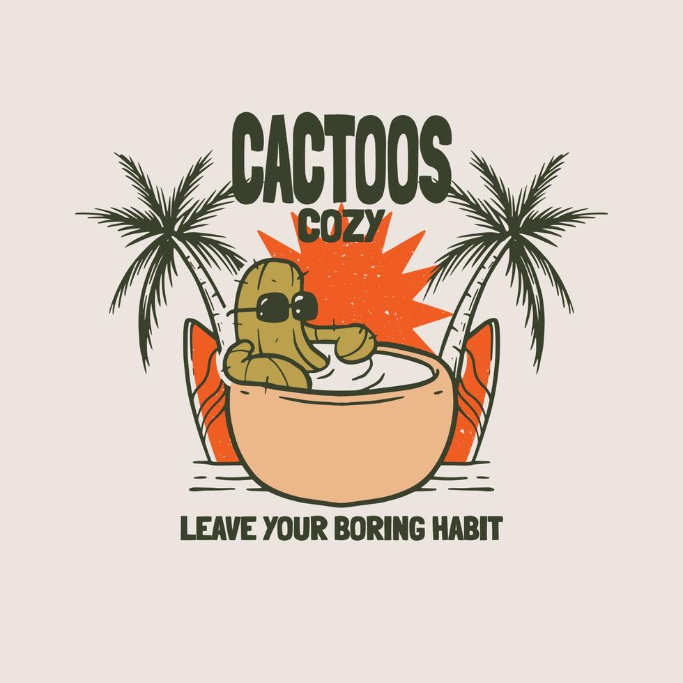vektorillustration des kaktus für t-shirt design vektor