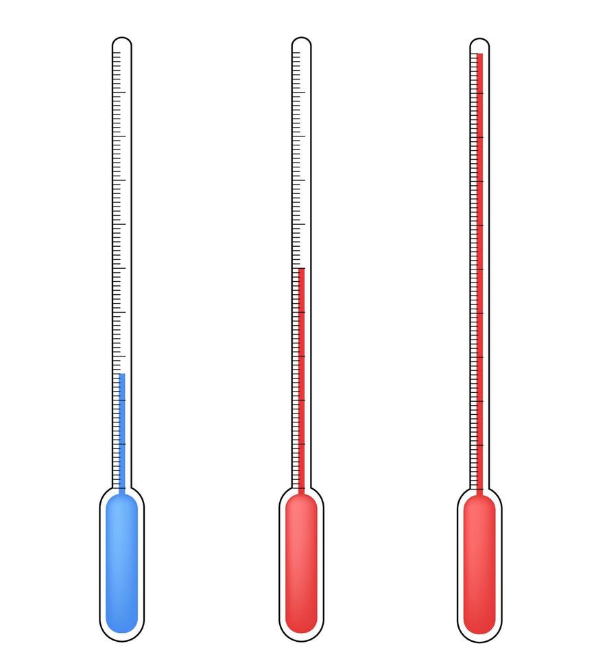 graderad kvicksilver termometrar på en vit bakgrund vektor