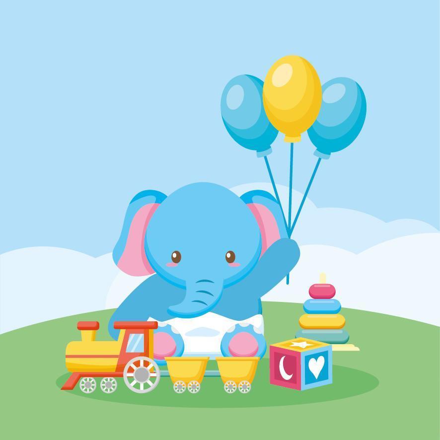 baby shower kort med söt elefant vektor