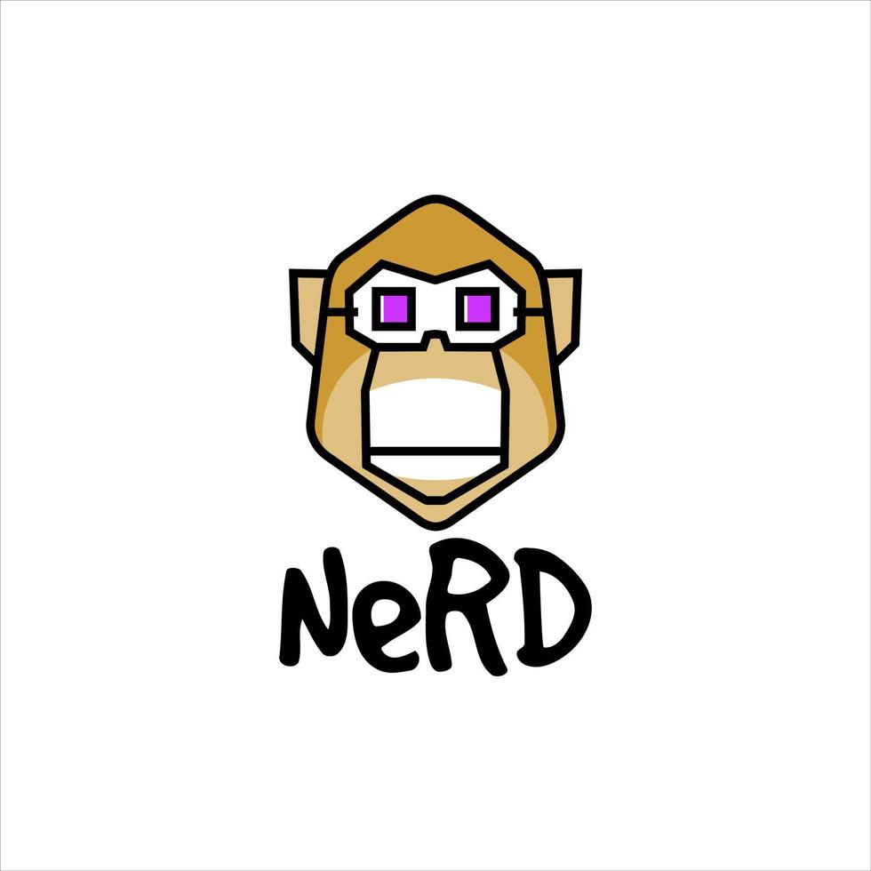 Cartoon-Affe-Nerd-Logo-Design-Vorlage vektor