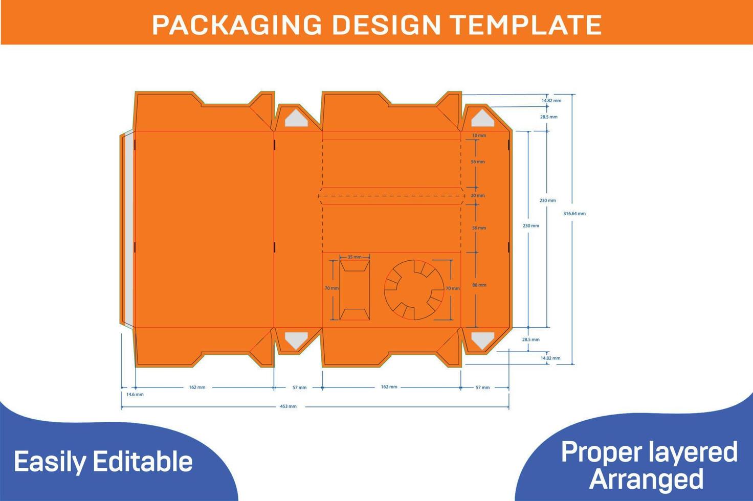 benutzerdefinierte Box mit Fensterstanzschablone und 3D-Box-Design-Farbdesign-Vorlage vektor