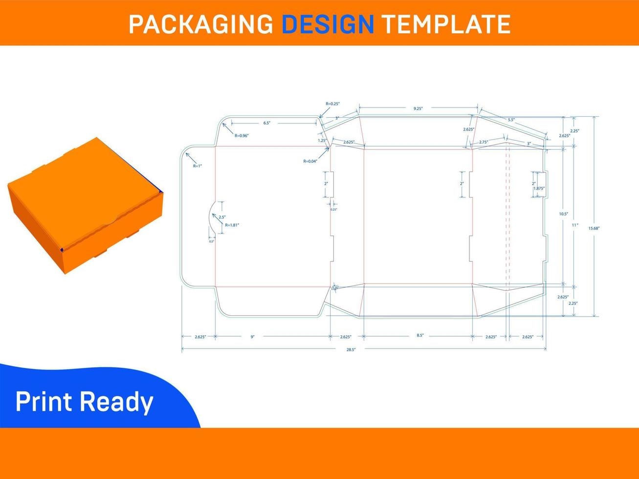 Box-Verpackung Stanzlinien-Vorlagendesign Box-Design und 3D-Box vektor