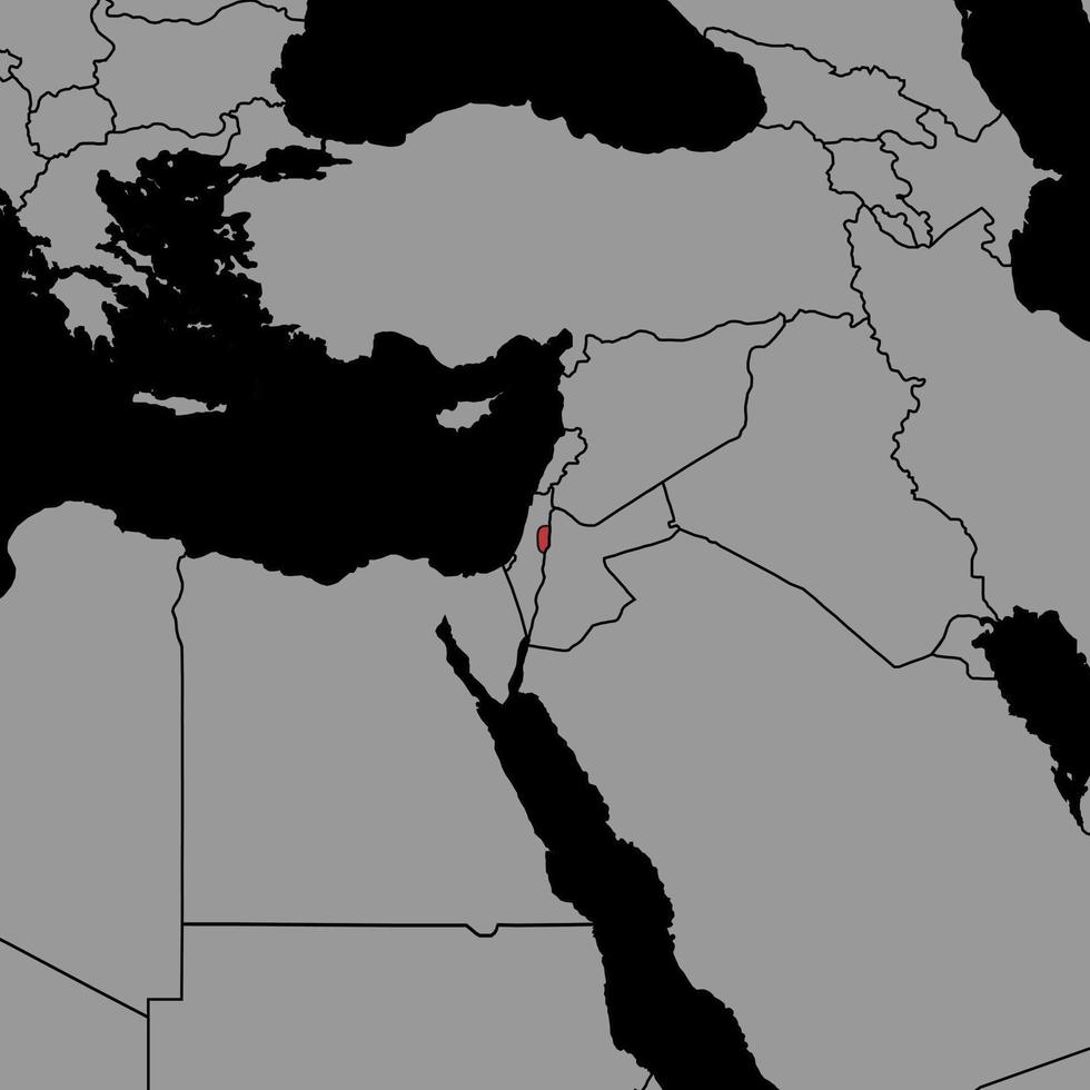 nålkarta med palestinska flaggan på världskartan. vektor illustration.