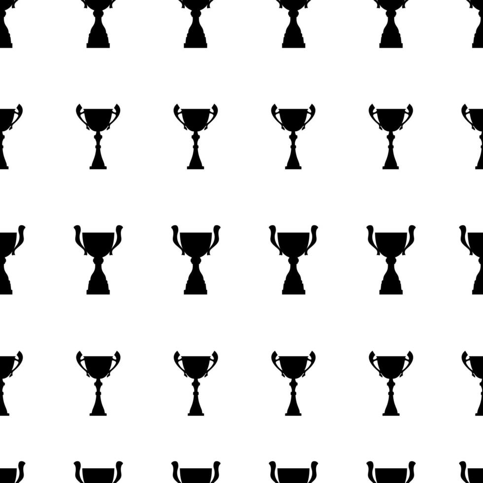 vinnare trofén kopp sömlös mönster. svart enkel silhuett textur. mästerskap pris- för först plats. vektor illustration.